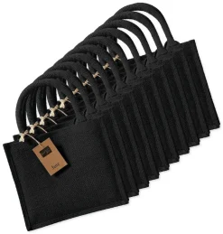Pack de 125 Westford mill WM412 - Petit Sac en Toile de Jute - poignées en coton - dimensions 26x22x14cm