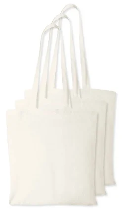 Pack de 3 Westford mill WM101 - Sac Cabas Personnalisable en Coton Westford Mill
