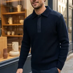 Pen Duick PK400 - Sweat-Shirt Homme Col Zippé 100% Laine Polaire