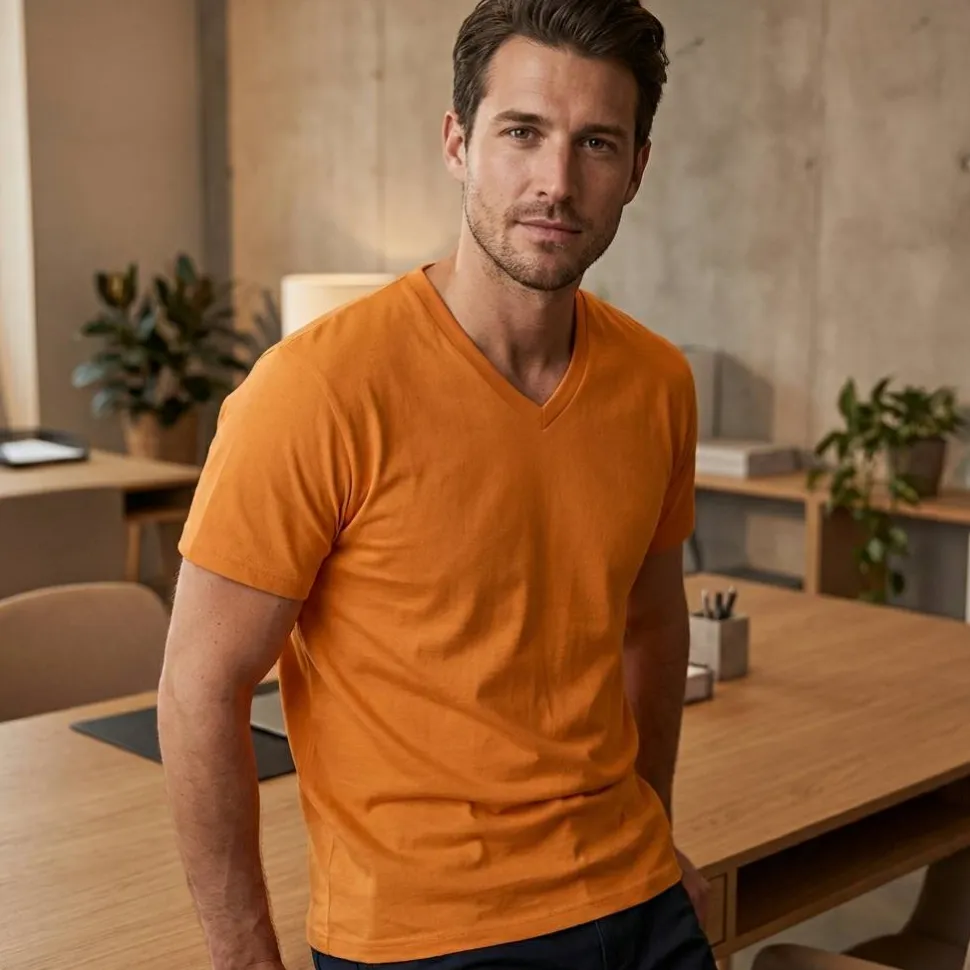 PROMODORO PM3025 - T-shirt Homme Élégant à Col V Promodoro