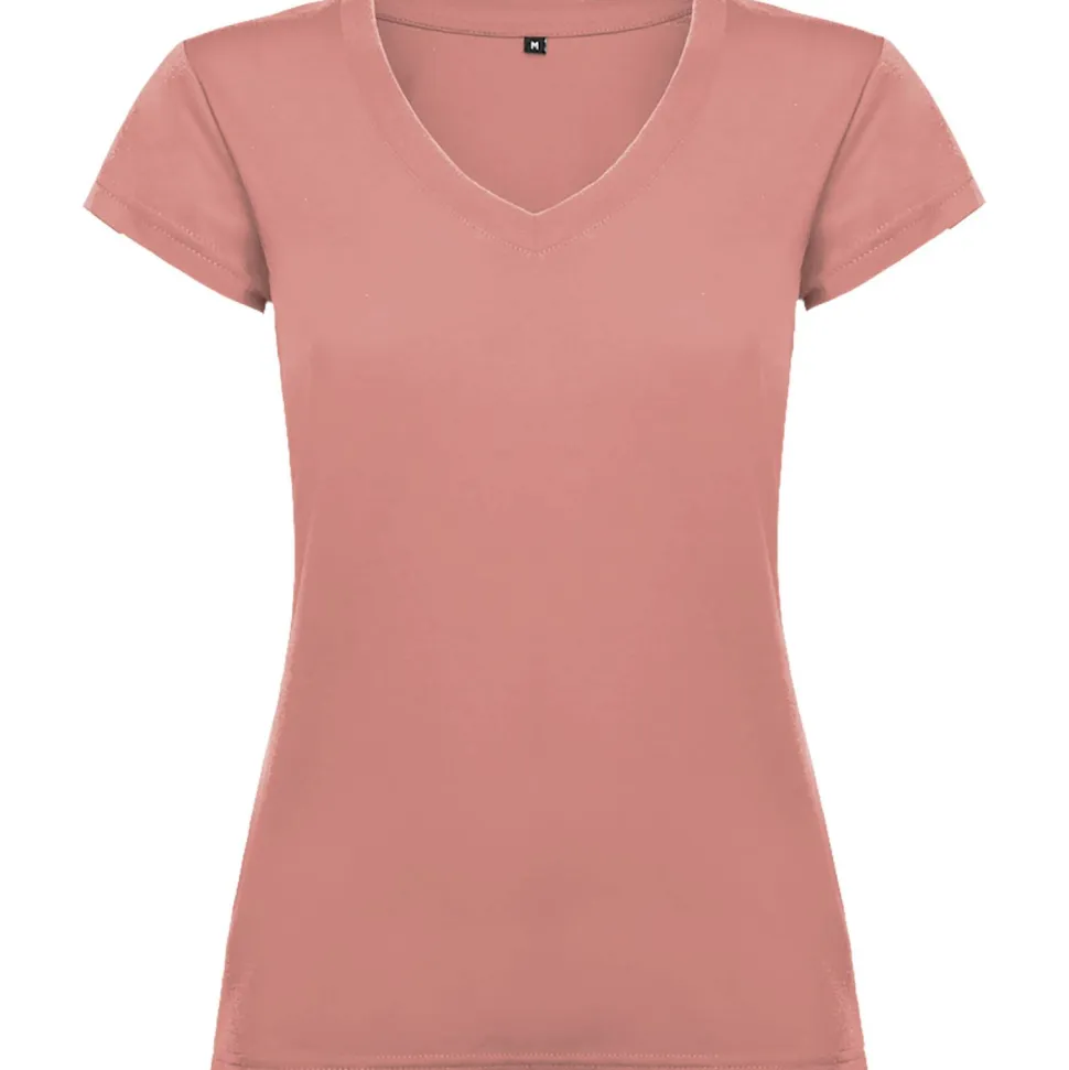 Roly CA6646 - T-shirt Femme Col V Coton avec Finitions Côtelées