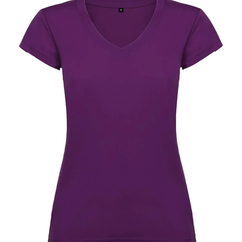 Roly CA6646 - T-shirt Femme Col V Coton avec Finitions Côtelées