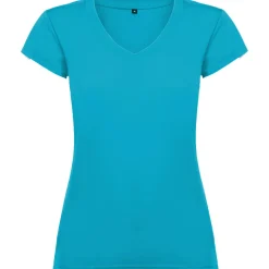 Roly CA6646 - T-shirt Femme Col V Coton avec Finitions Côtelées