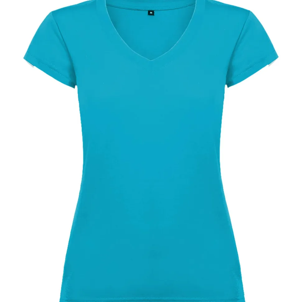 Roly CA6646 - T-shirt Femme Col V Coton avec Finitions Côtelées