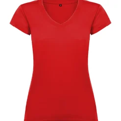 Roly CA6646 - T-shirt Femme Col V Coton avec Finitions Côtelées