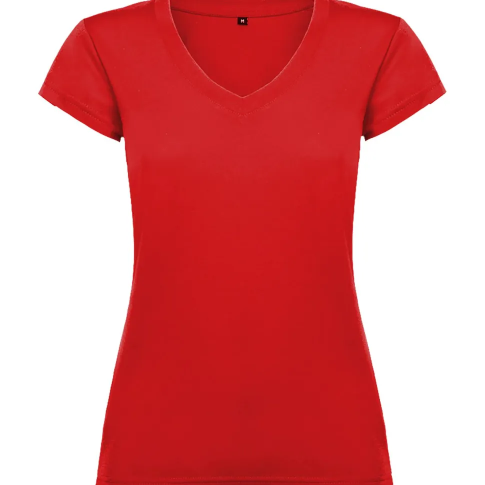 Roly CA6646 - T-shirt Femme Col V Coton avec Finitions Côtelées