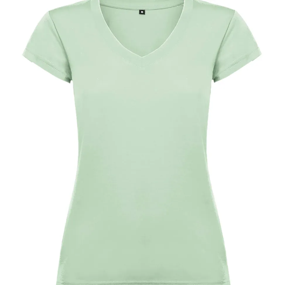 Roly CA6646 - T-shirt Femme Col V Coton avec Finitions Côtelées