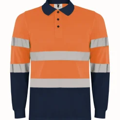 Roly HV9306 - POLARIS L/S Polo technique manches longue haute visibilité avec deux bandes refléchissantes sur manches