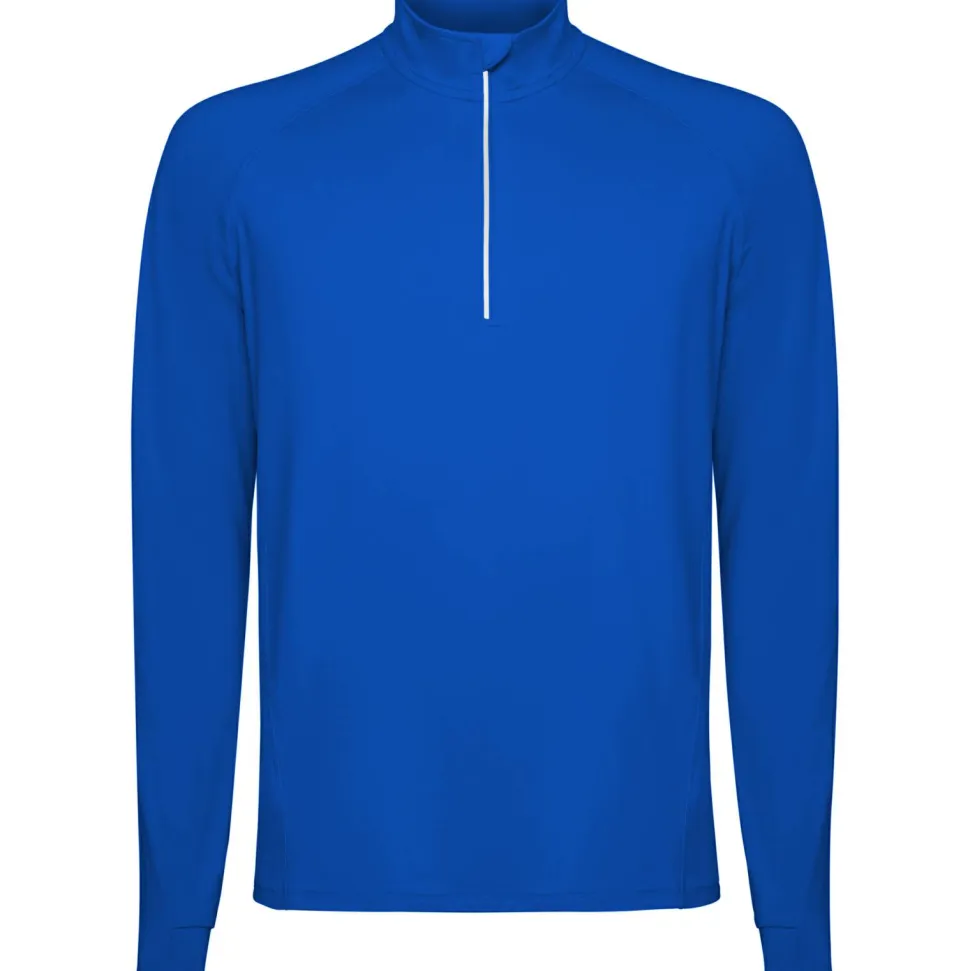 Roly SU1031 - ESTAMBUL Sweatshirt technique brossé avec une manche raglan et un motif demi fermeture à glissière inversée avec un détail réfléchissant
