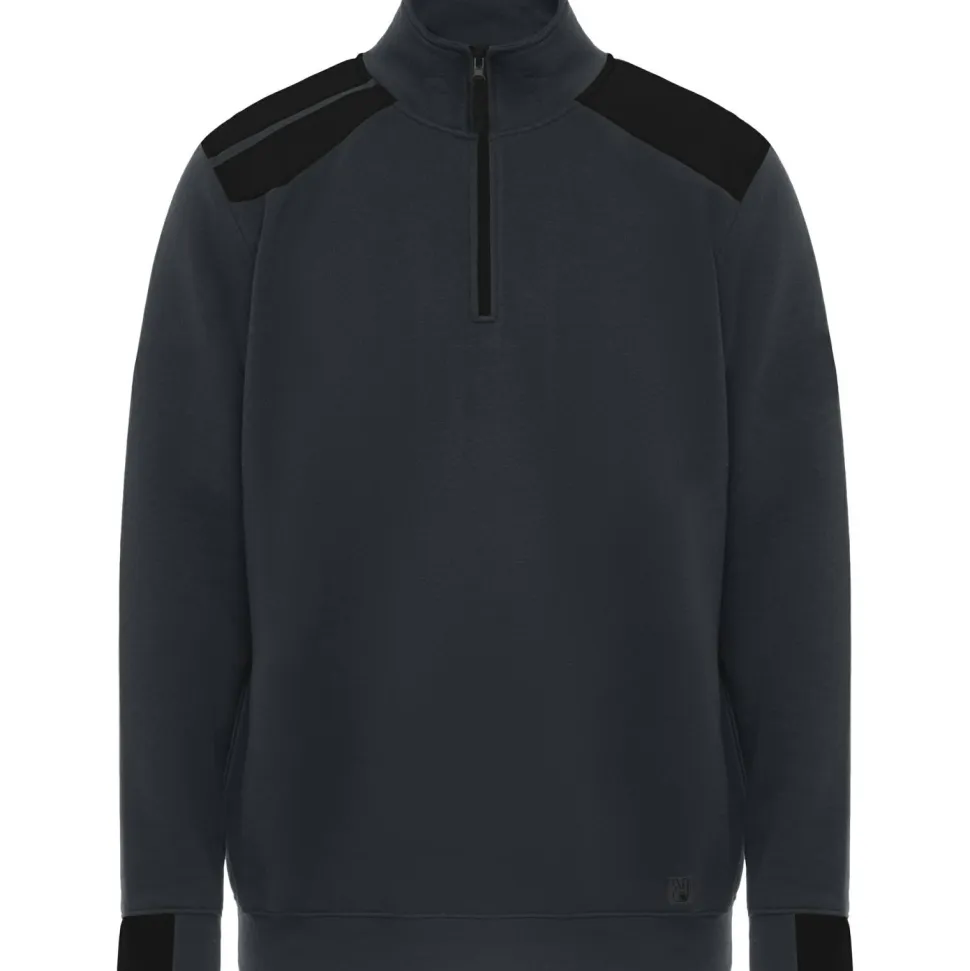 Roly SU8413 - MAVERICK Sweat à col montant et demi-zip de couleurs combinés