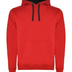 Roly SU1067 - URBAN Sweat-shirt bicolore avec capuche doublée et cordon de serrage contrasté