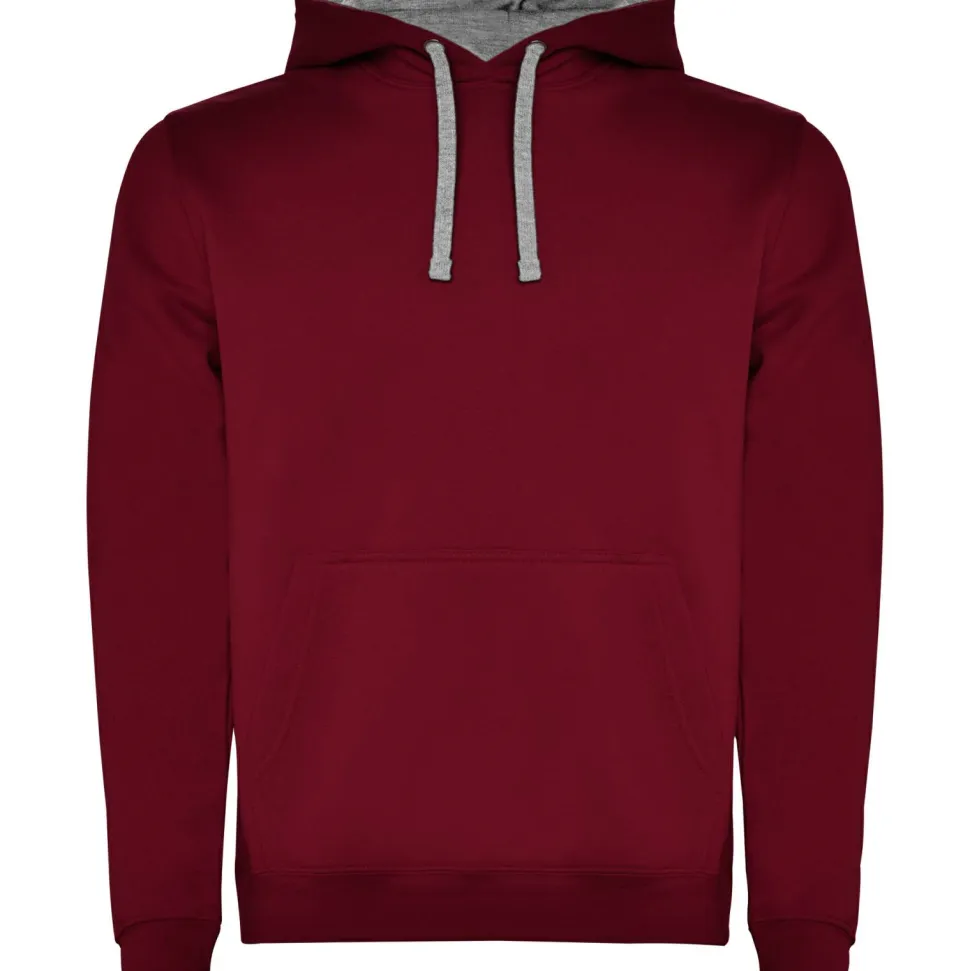 Roly SU1067 - URBAN Sweat-shirt bicolore avec capuche doublée et cordon de serrage contrasté