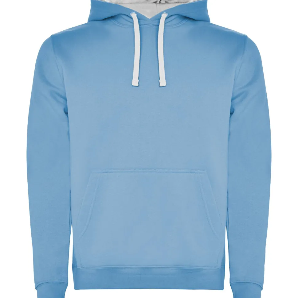 Roly SU1067 - URBAN Sweat-shirt bicolore avec capuche doublée et cordon de serrage contrasté