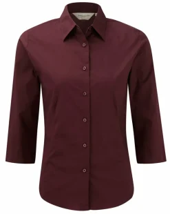 Russell Collection J946F - Chemise ajustée manches ¾ facile d’entretien pour femme