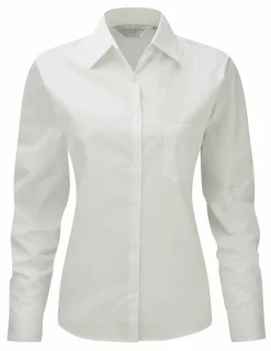 Russell Collection J936F - Chemise Femme Manches Longues en Coton Facile à Entretenir