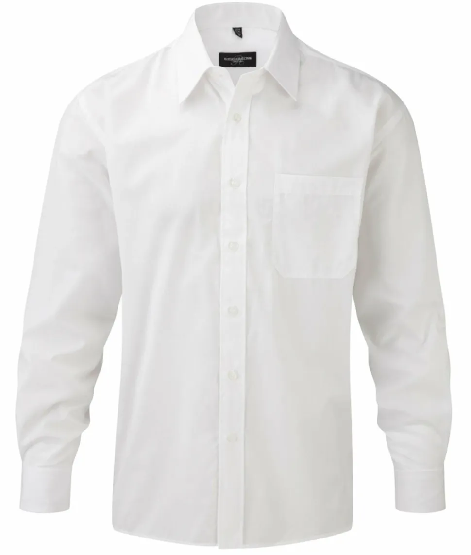 Russell Collection J934M - Chemise Popeline Élégante à Manches Longues