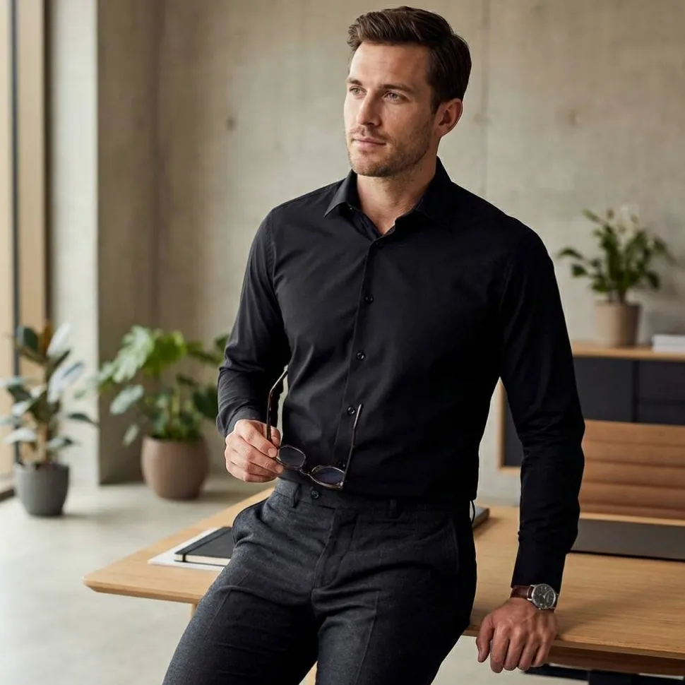 Russell Collection JZ946 - Chemise Stretch Homme Coton