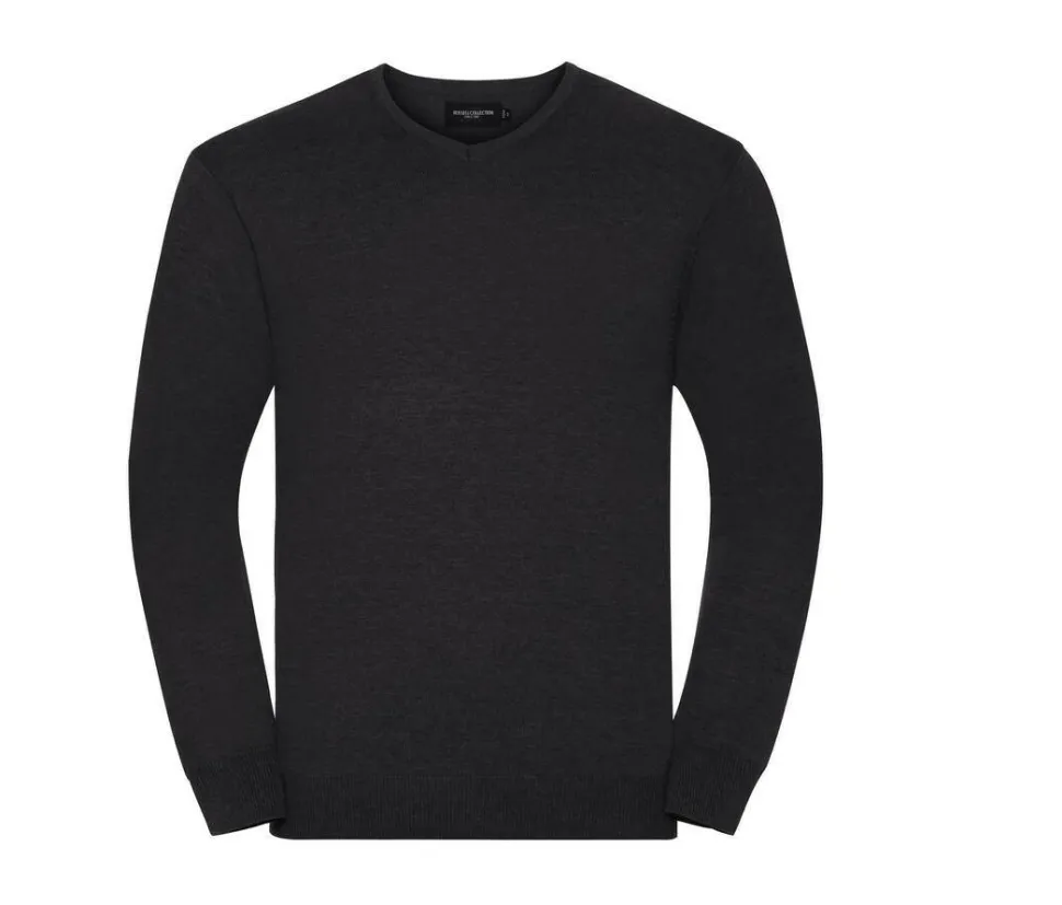 Russell Collection JZ710 - Pull Col V Homme Coton