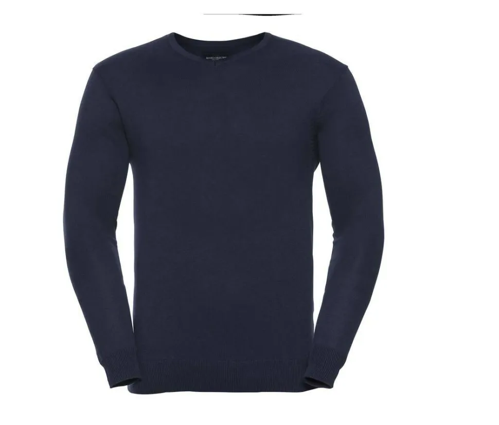 Russell Collection JZ710 - Pull Col V Homme Coton