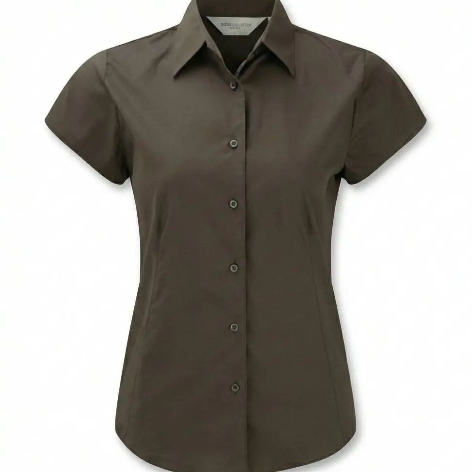 Russell Collection RU947F - Chemise Femme Ajustée, Manches Courtes