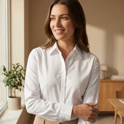 Russell Collection RU962F - CHEMISE FEMME MANCHE LONGUES À CHEVRONS