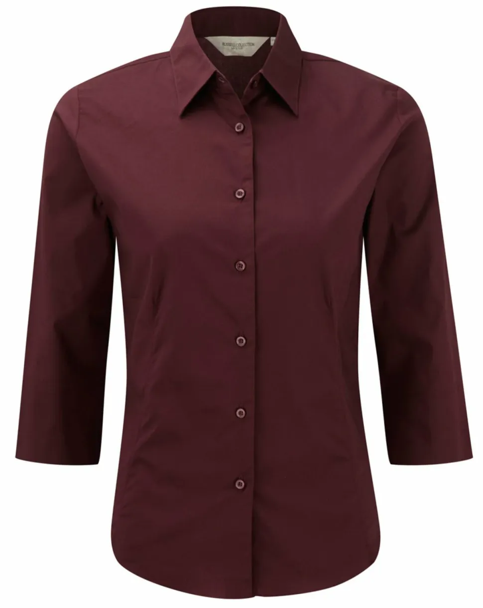 Russell Collection RU946F - Ladies Fitted Shirt - Chemise Femme Ajustée, Manches 3/4