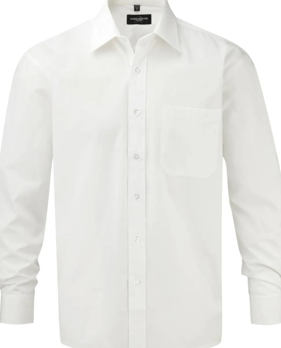 Russell Collection RU936M - Chemise En Popeline Pur Coton Homme Manches Longues