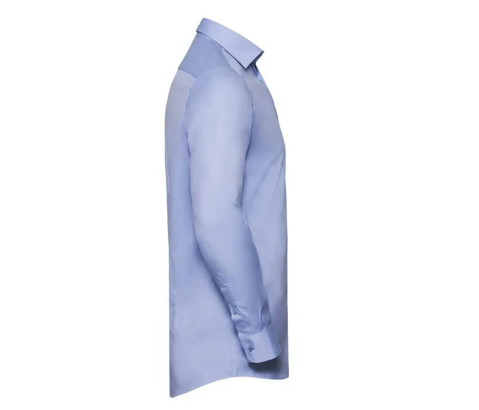 RUSSELL COLLECTION RU964M - MEN'S LONG SLEEVE TAILORED CONTRAST HERRINGBONE SHIRT