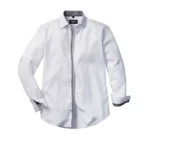 RUSSELL COLLECTION RU964M - MEN'S LONG SLEEVE TAILORED CONTRAST HERRINGBONE SHIRT