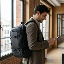 Sac à dos pour ordinateur portable en polyester recyclé haute densité 900D, avec revêtement imperméable et doublure en polyester recyclé 210D 17'3
