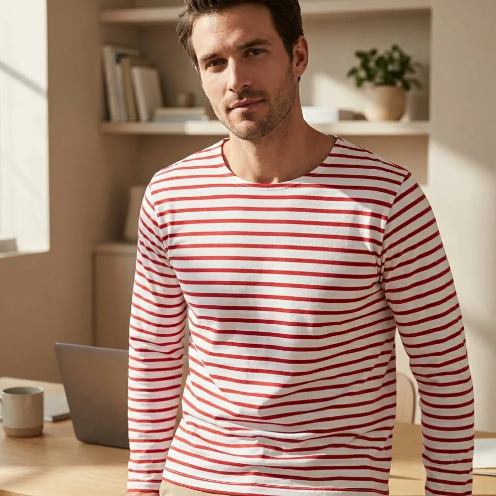 SOL'S 01402 - MARINE MEN Tee Shirt Homme Manches Longues Rayé