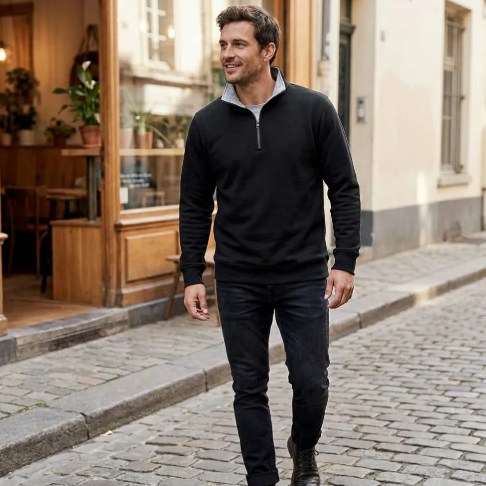 SOL'S 47300 - SCOTT Sweat Shirt Homme Col Camionneur (1/4 Zip)