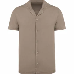 Spasso SP522 - Chemise écoresponsable à col bowling délavée en jersey manches courtes homme