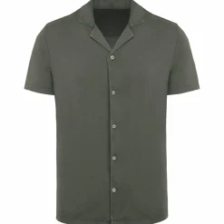 Spasso SP522 - Chemise écoresponsable à col bowling délavée en jersey manches courtes homme