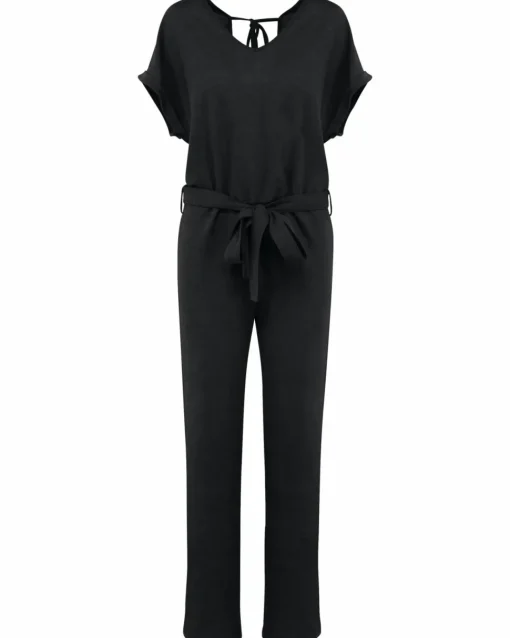 Spasso SP5004 - Combinaison en maille manches courtes en lin femme