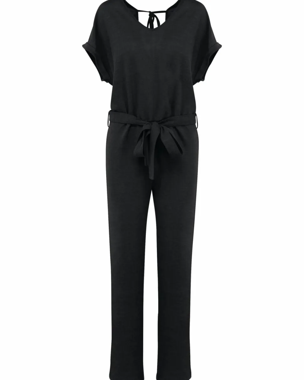 Spasso SP5004 - Combinaison en maille manches courtes en lin femme
