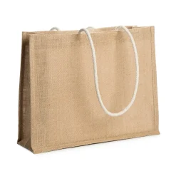 Stamina BO7555 - STERNA Sac de plage rectangulaire en jute avec anses en coton de 70 cm