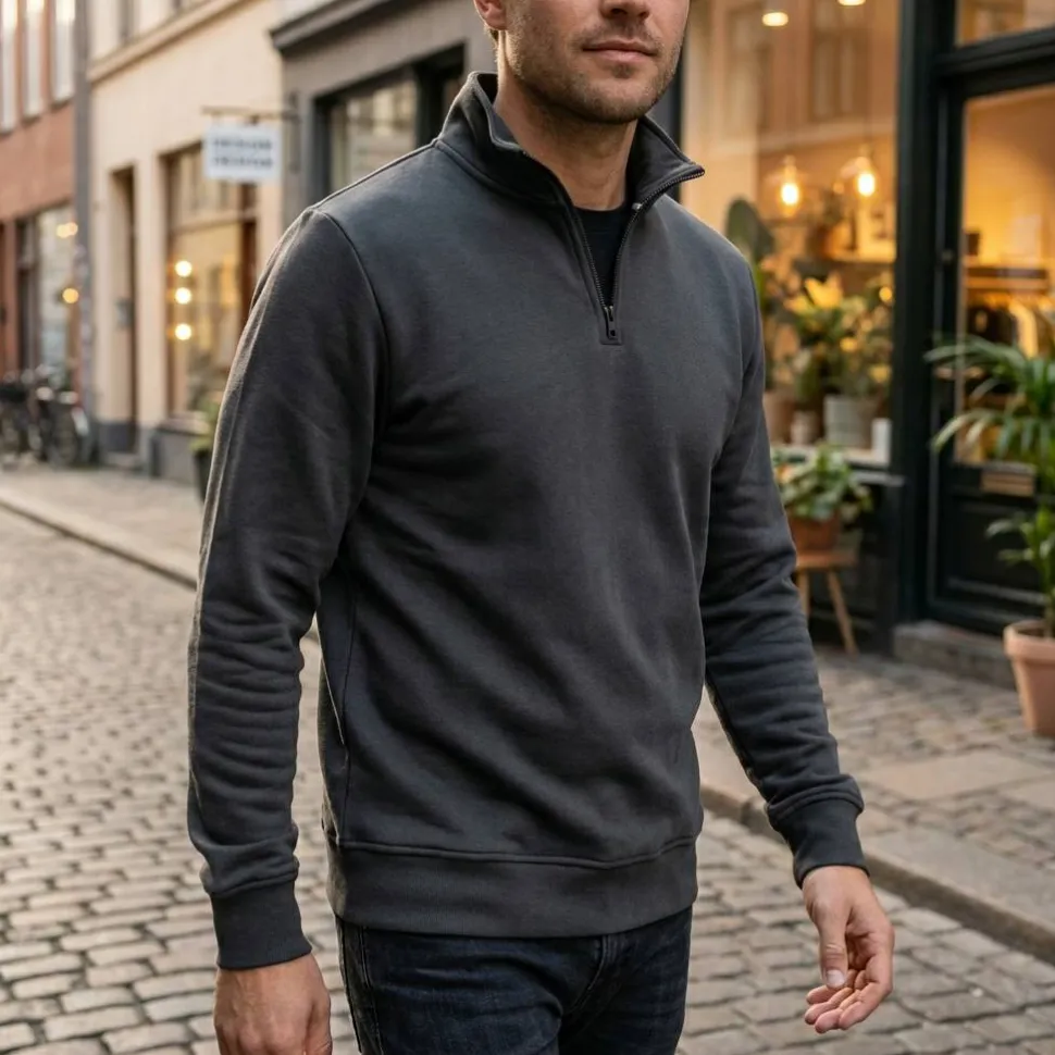 TEE JAYS TJ5438 - Sweatshirt Homme Demi-Zip Confortable et Élégant