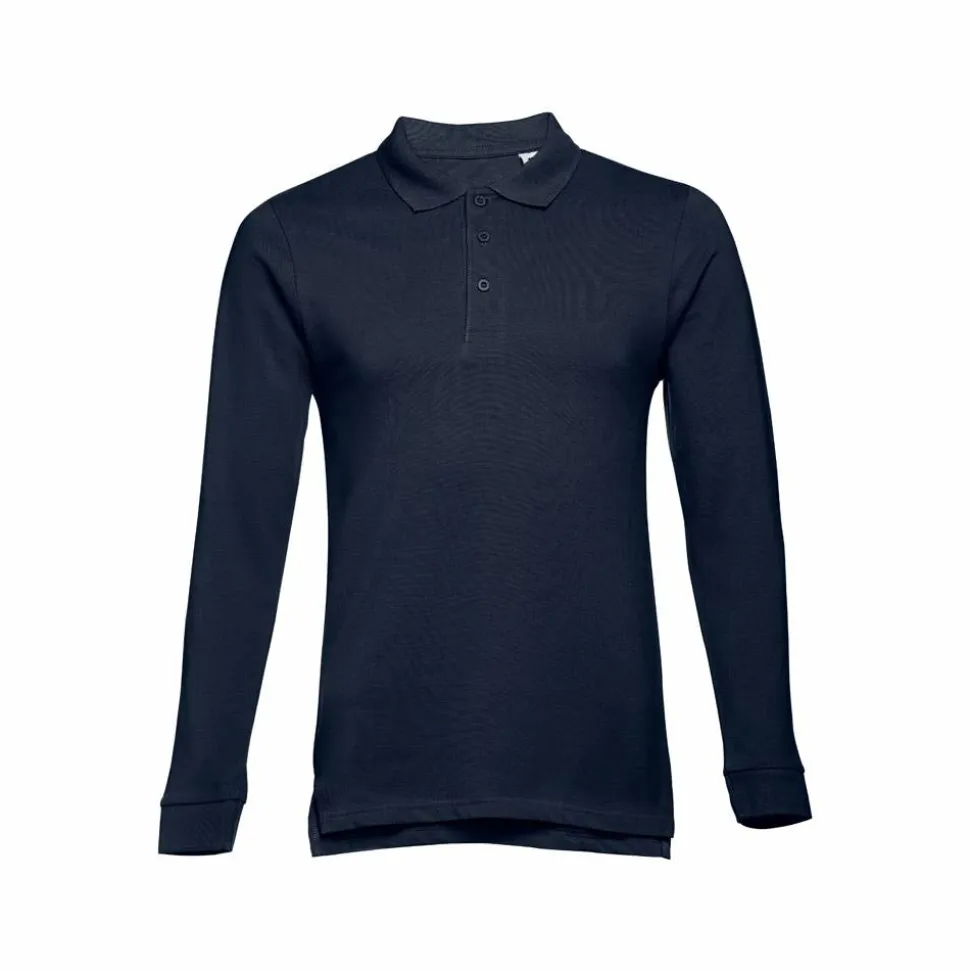 TH Clothes 30141 - Polo à manches longues en coton cardé pour hommes