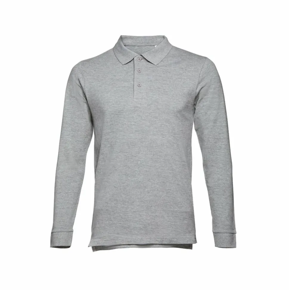 TH Clothes 30141 - Polo à manches longues en coton cardé pour hommes