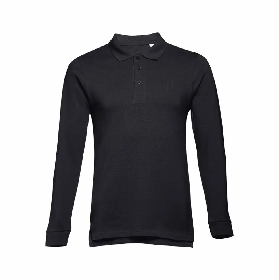 TH Clothes 30141 - Polo à manches longues en coton cardé pour hommes