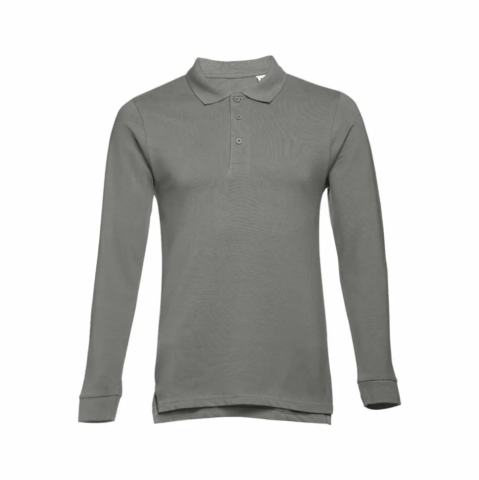 TH Clothes 30141 - Polo à manches longues en coton cardé pour hommes