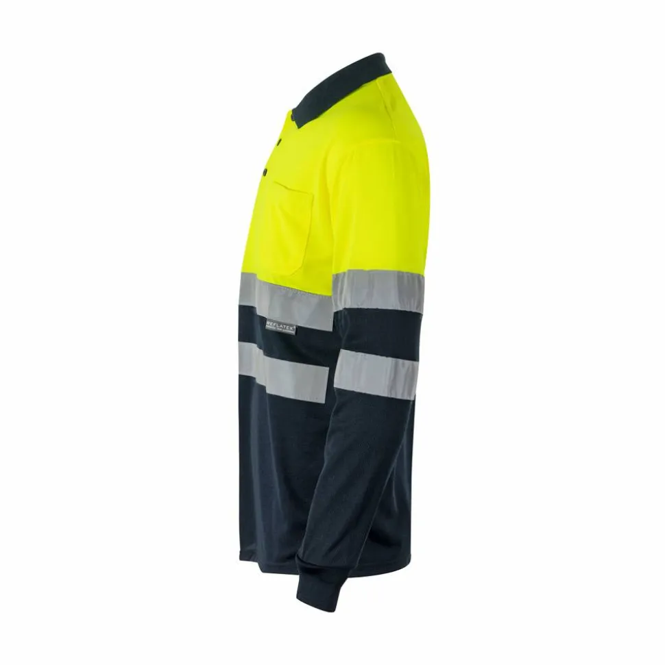 Velilla 36067 - Polo bicolore (160g/m²) à manches longues, en polyester (100%)