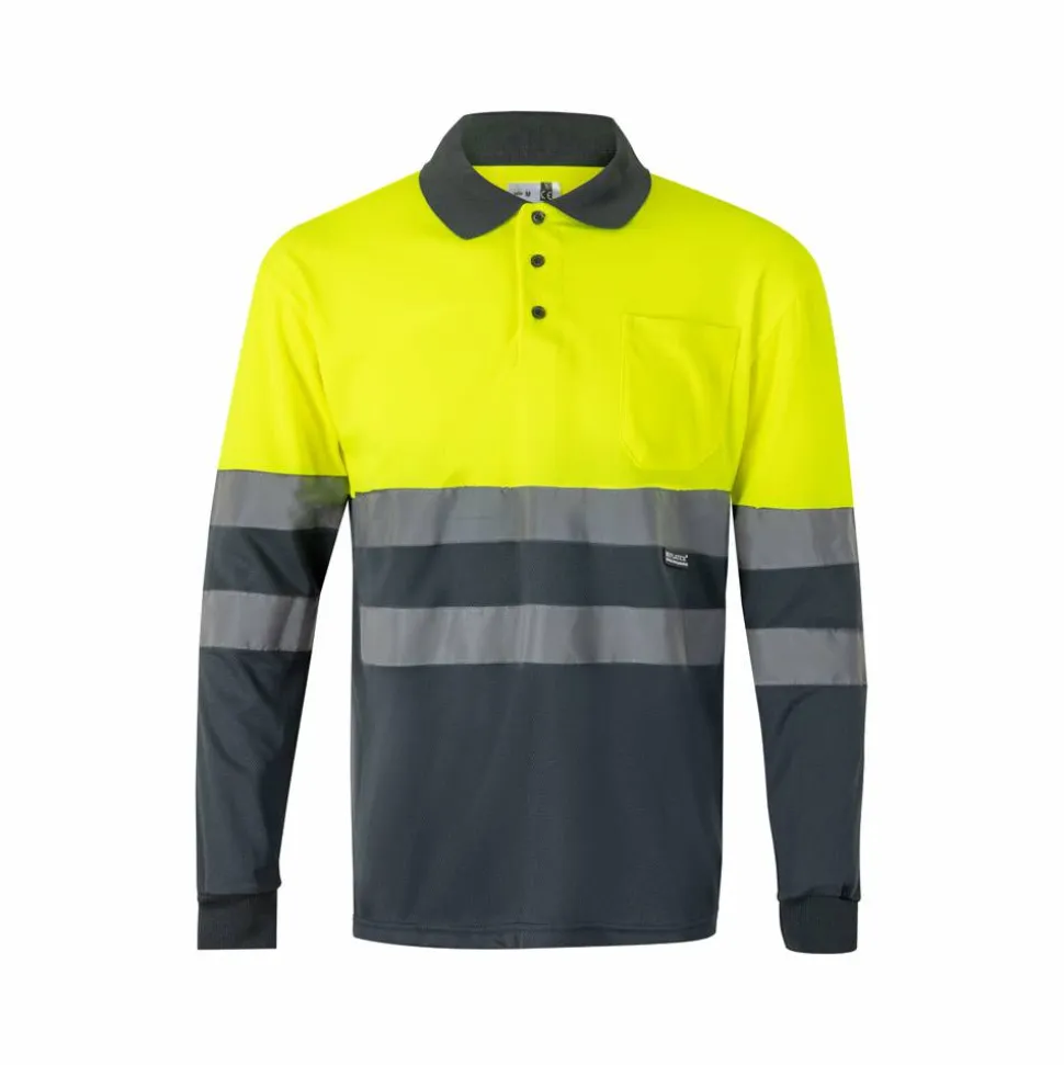 Velilla 36067 - Polo bicolore (160g/m²) à manches longues, en polyester (100%)