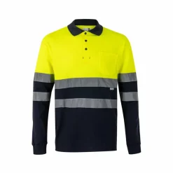 Velilla 36139 - Polo piqué bicolore (150g/m²) à manches longues, en coton (55%) et polyester (45%)