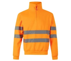VELILLA V35702 - SWEAT COL ZIPPÉ HAUTE VISIBILITE