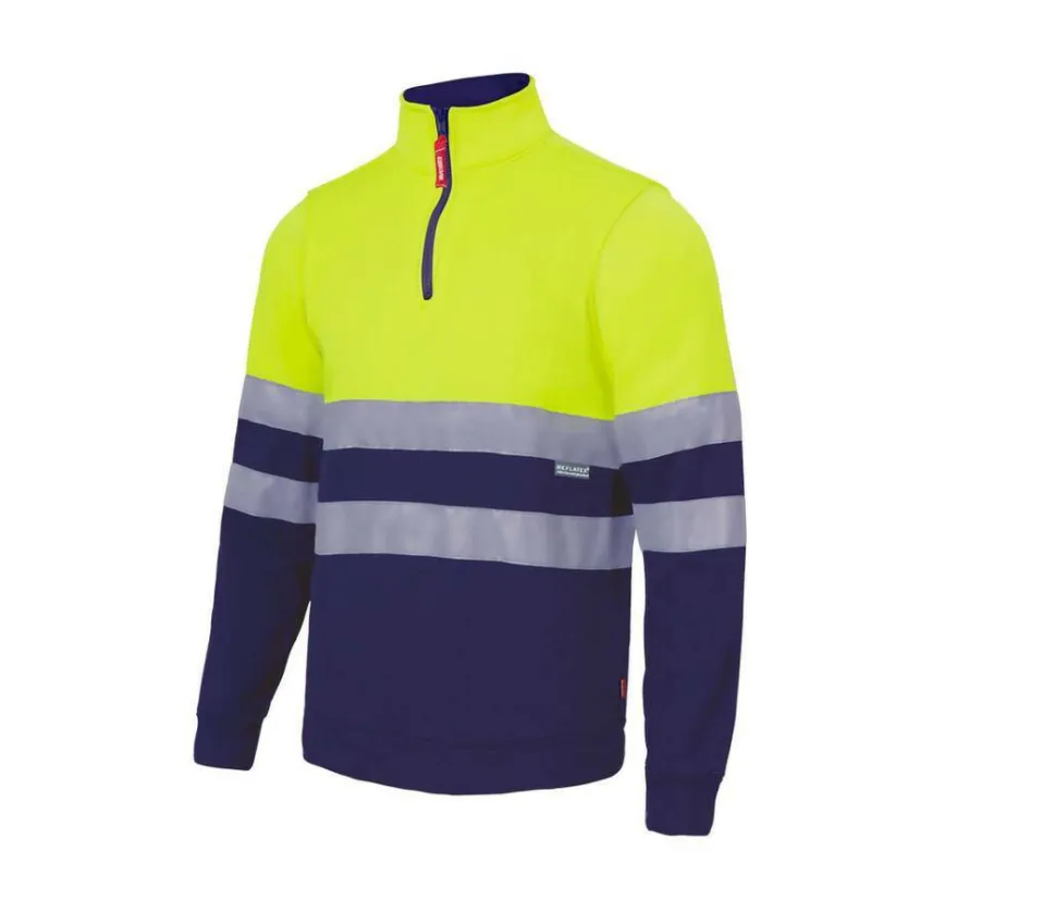 VELILLA V5701 - Sweat Col Zippe Bicolore Haute Visibilité