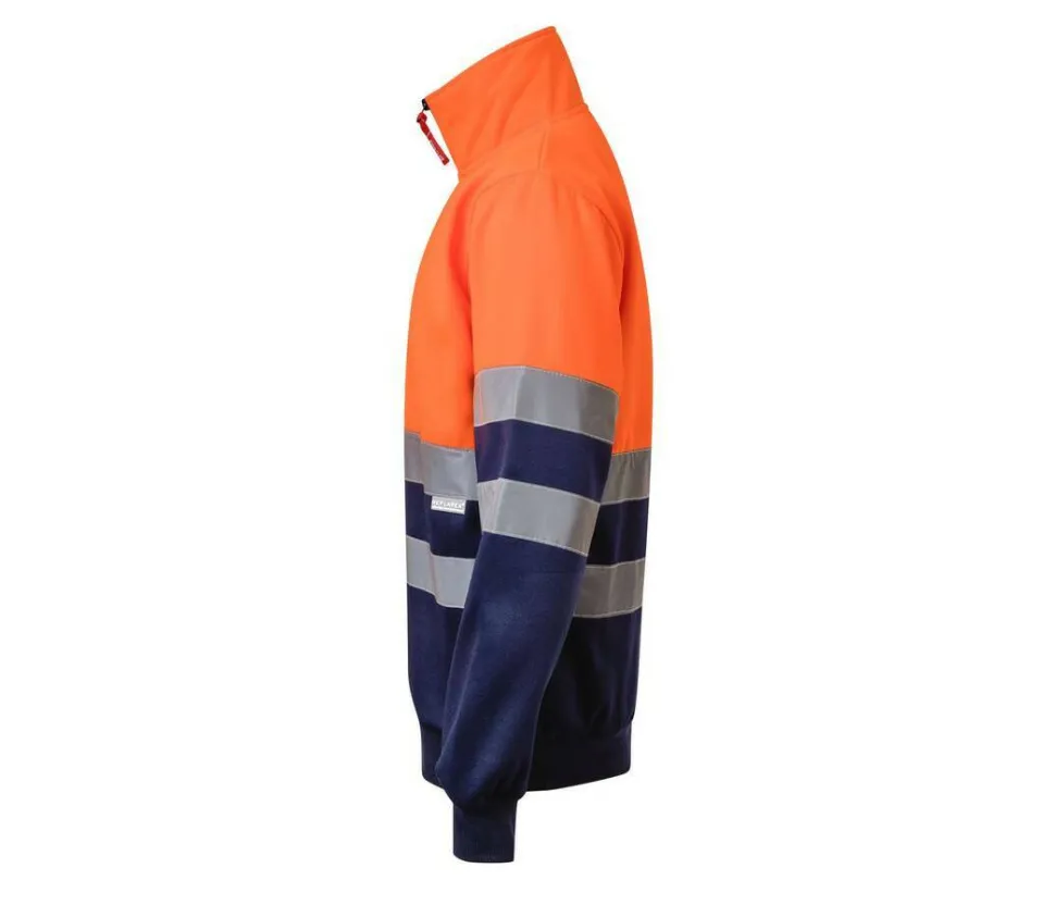 VELILLA V5701 - Sweat Col Zippe Bicolore Haute Visibilité