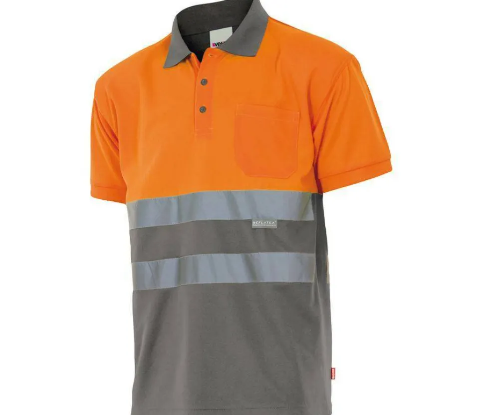 VELILLA VL173 - Polo Bicolore Manches Courtes Haute Visibilité
