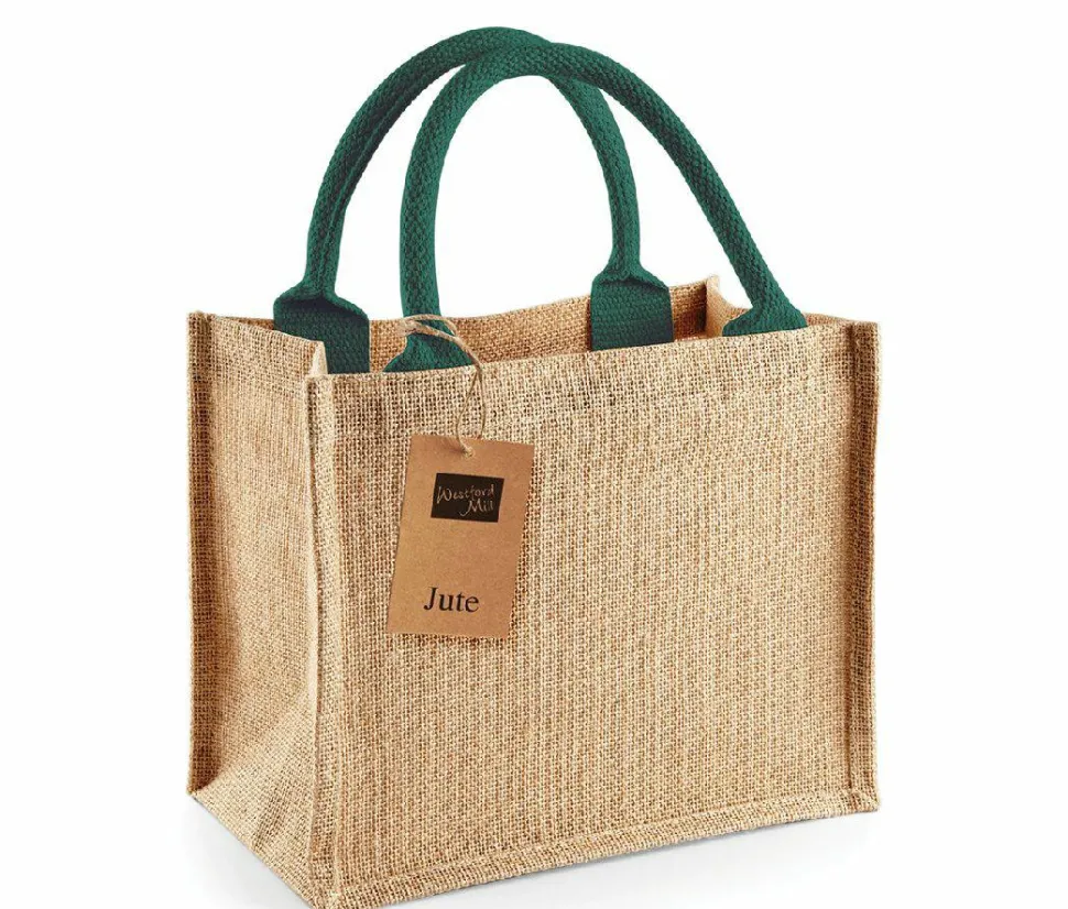Westford mill WM412 - Petit Sac en Toile de Jute - poignées en coton - dimensions 26x22x14cm